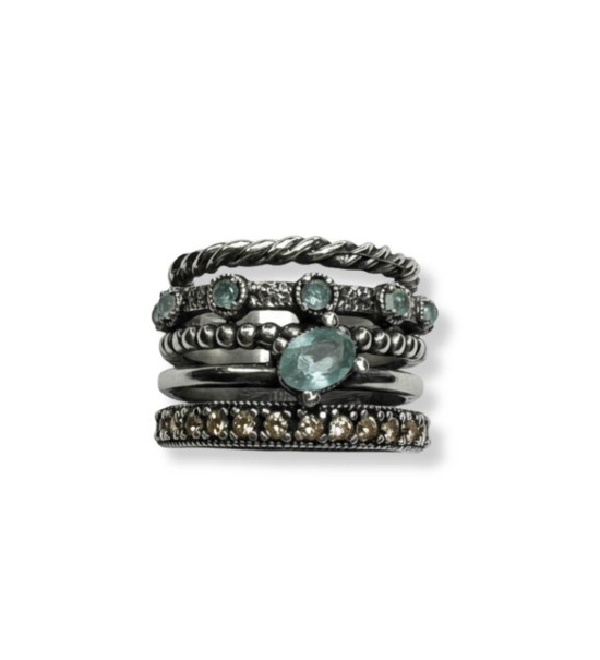 Anillo Topsilver de plata para mujer con piedras calcedonia