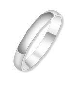 Alianza de boda de plata unisex de media caña clásica 3 mm