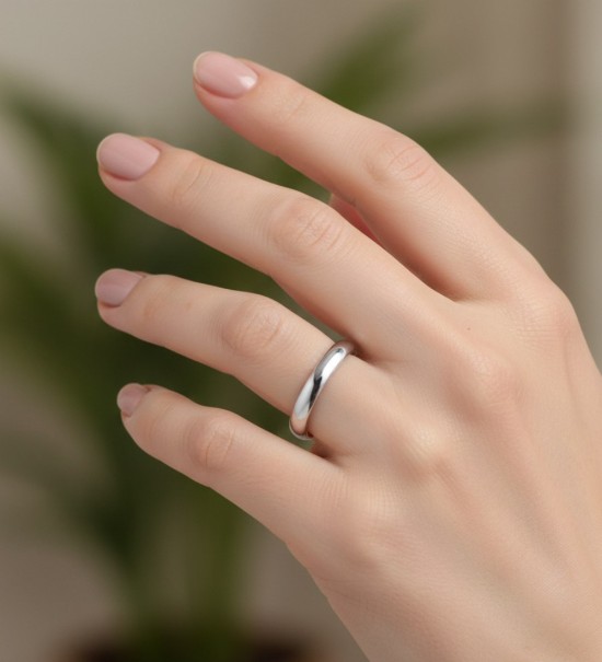 Alianza de boda de plata unisex de media caña clásica 3 mm