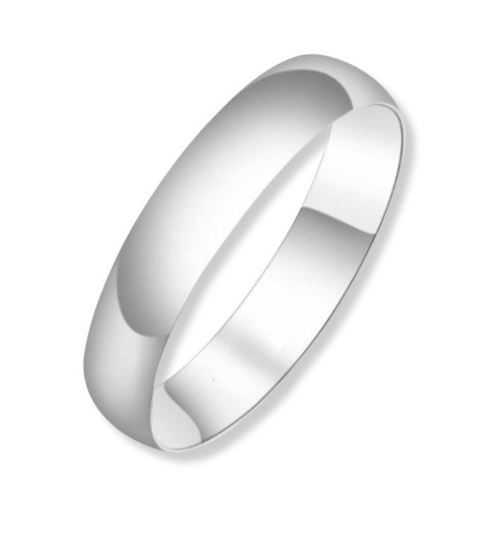 Alianza de boda unisex de plata de media caña clásica de 4 mm
