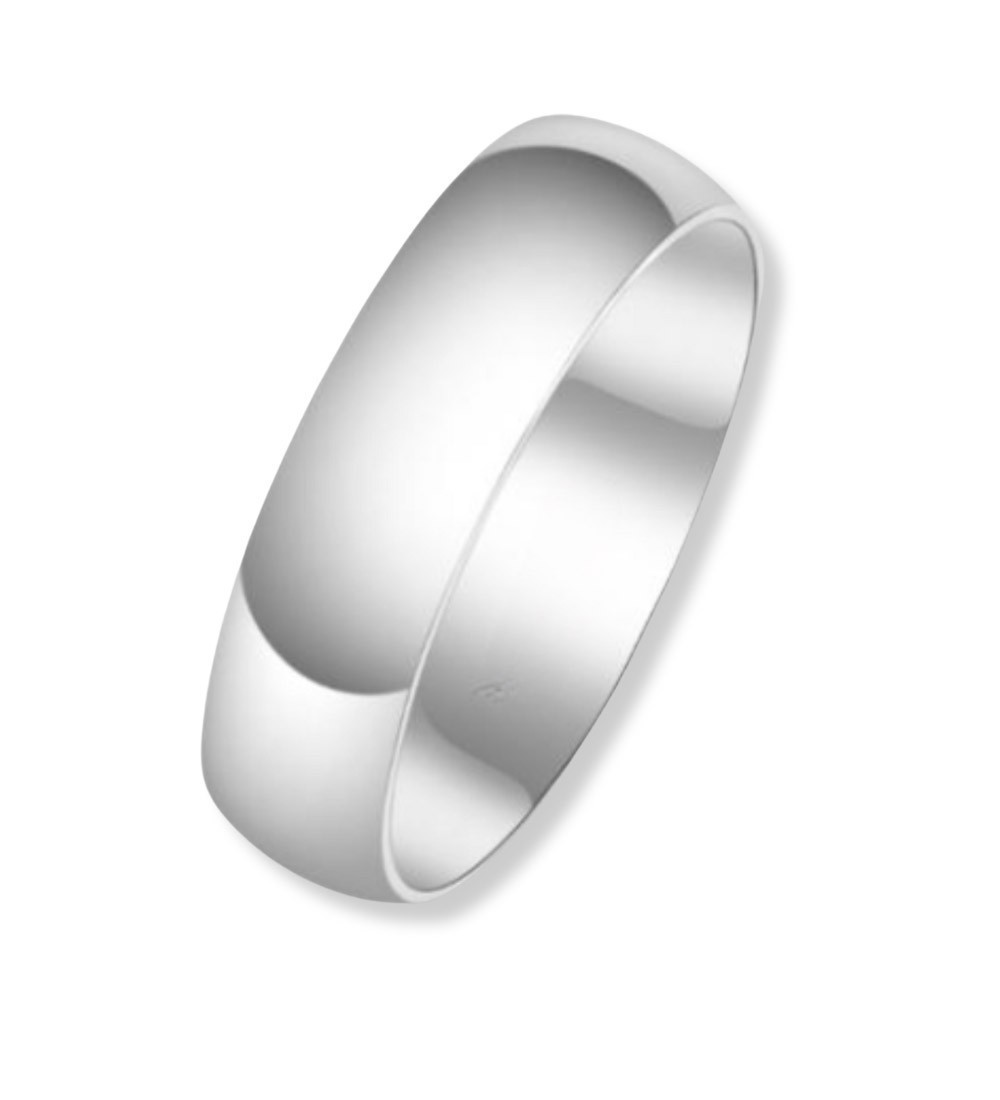 Alianza de boda de plata unisex de media caña clásica de 5 mm