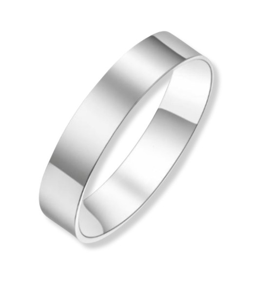 Aliança de casament de plata unisex plana clàssica de 4 mm