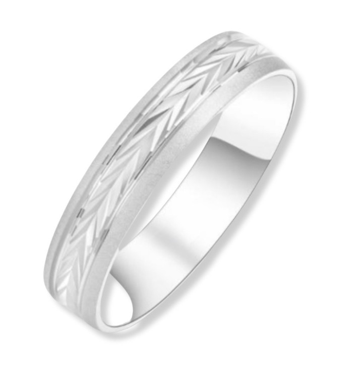 Anell aliança de casament unisex de 4 mm amb textura elegant i acabat brillant