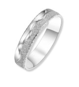 Alianza de boda unisex de plata con textura mate y brillante de 4 mm