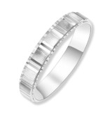 Alianza de boda unisex de plata con elegante textura grabada de 4 mm