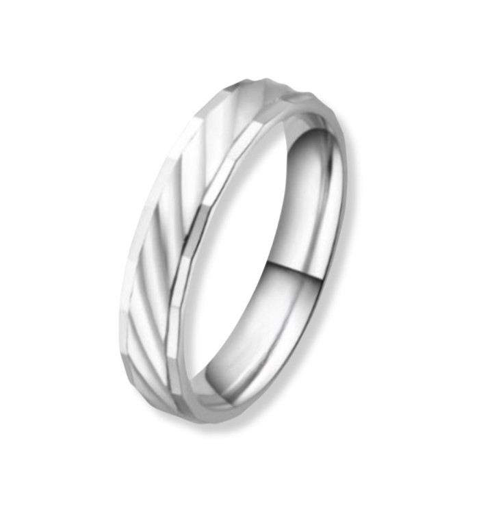 Alianza de plata de boda unisex de 4 mm con acabado texturizado