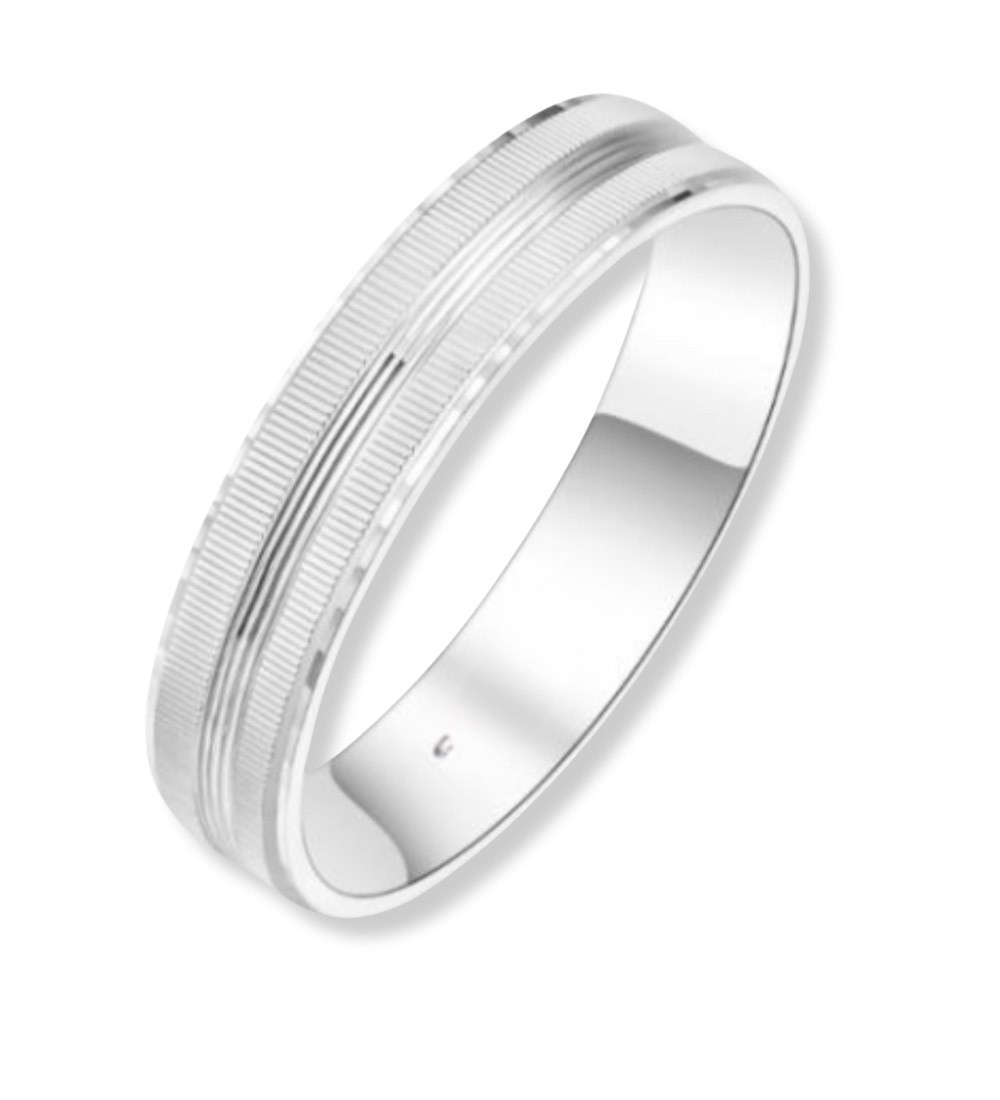 Anillo alianza de plata de boda unisex con textura y acabado elegante de 4 mm