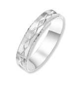 Anell aliança de plata de casament unisex amb textura geomètrica de 4 mm