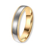 Anillo alianza de titanio bicolor con acabado cepillado y interior IP dorado 14k, diseño moderno unisex resistente