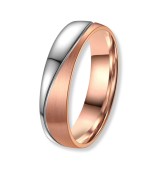 Anillo alianza de titanio bicolor con acabado IP rosa 14k e interior pulido, diseño moderno unisex