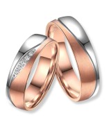 Anillo alianza de titanio bicolor con acabado IP rosa 14k e interior pulido, diseño moderno unisex