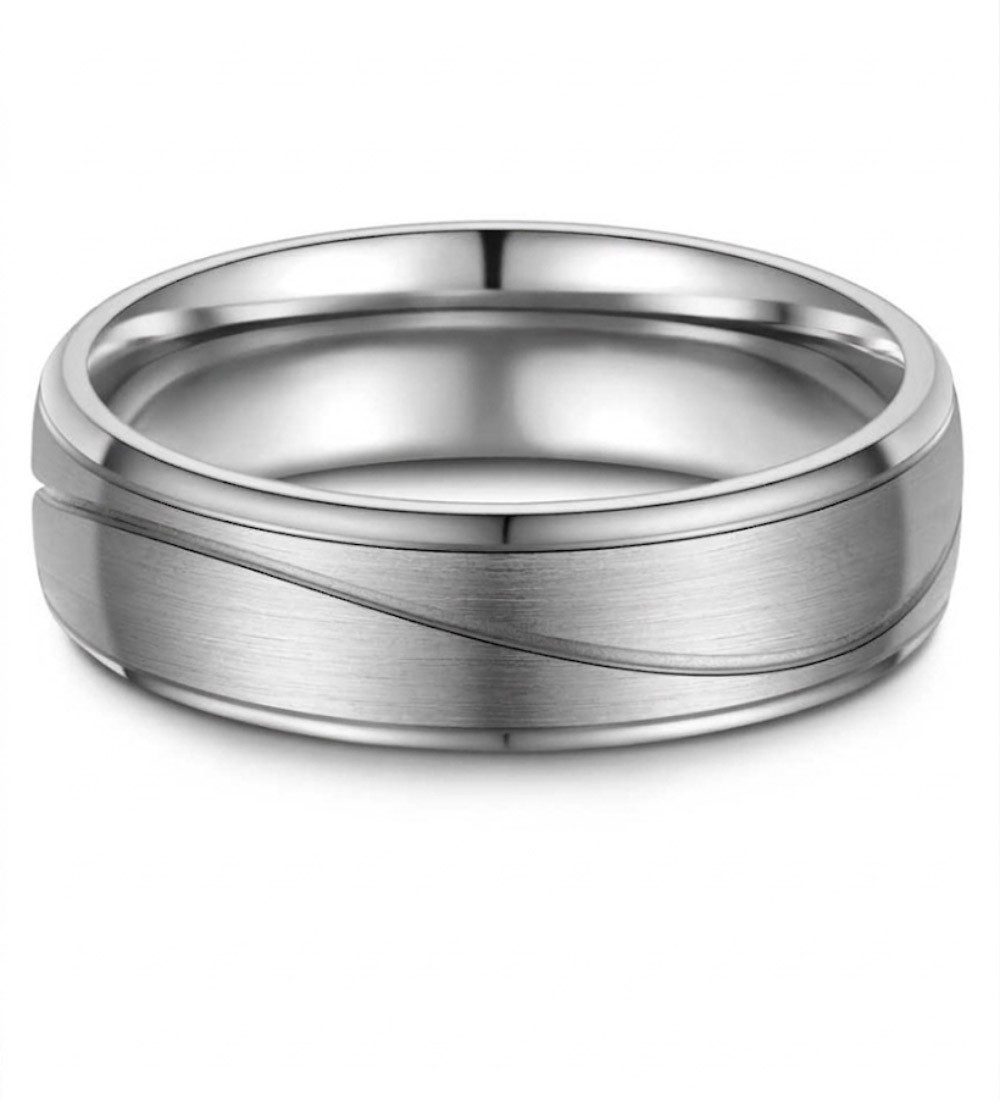 Anillo alianza de titanio unisex con acabado cepillado y diseño moderno