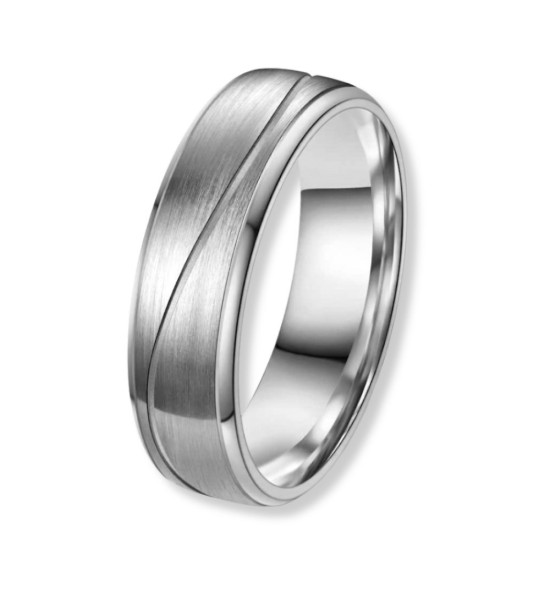 Anillo alianza de titanio unisex con acabado cepillado y diseño moderno