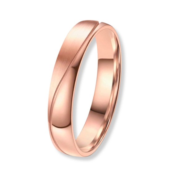 Anell aliança de titani IP rosa 14k amb acabat setinat i polit, disseny unisex modern i resistent