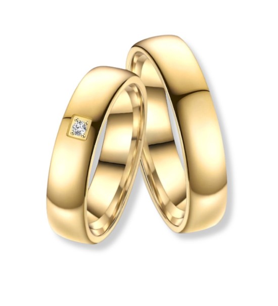 Anillo alianza unisex de titanio con acabado dorado IP 14k, diseño clásico pulido y resistente