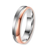 Anillo alianza de titanio bicolor acabado mate con interior IP rosa 14k diseño moderno unisex