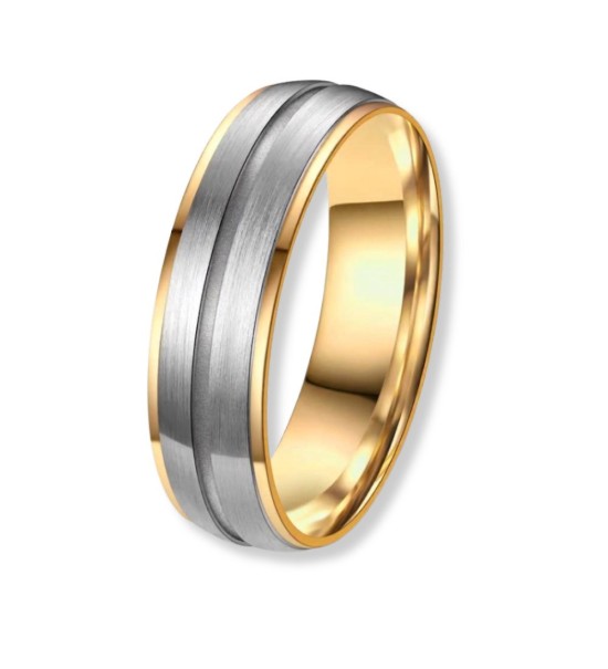 Anell aliança de titani bicolor amb acabat mat i interior daurat 14k, disseny modern unisex