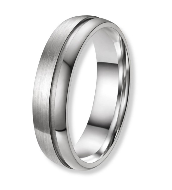 Anillo alianza de titanio mate unisex con acabado cepillado e interior pulido