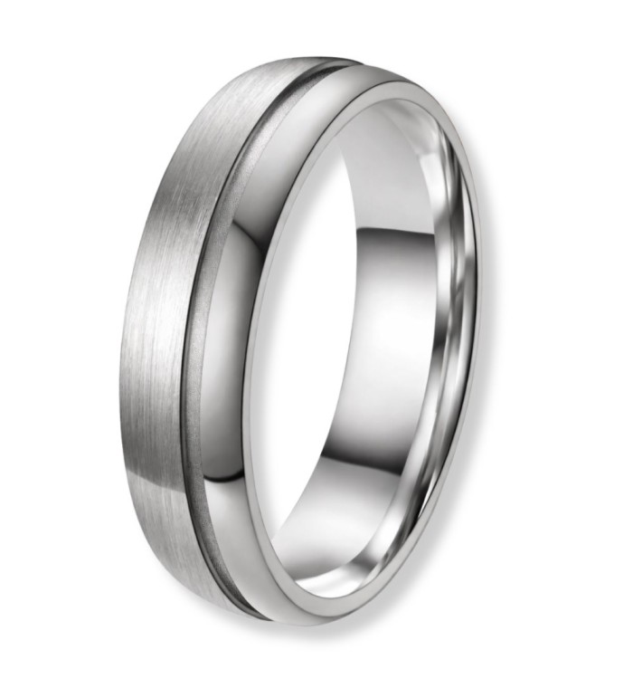 Anillo alianza de titanio mate unisex con acabado cepillado e interior pulido