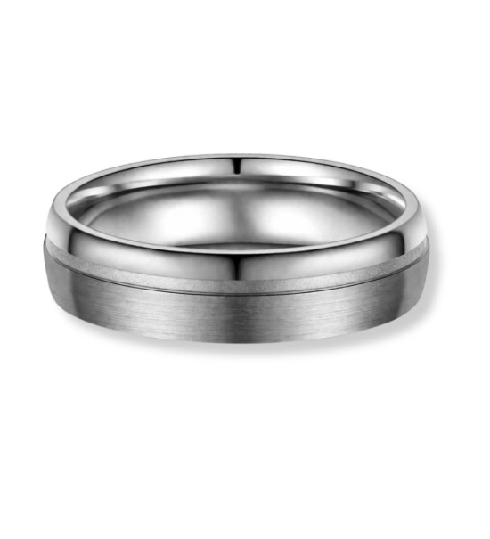 Anillo alianza de titanio mate unisex con acabado cepillado e interior pulido