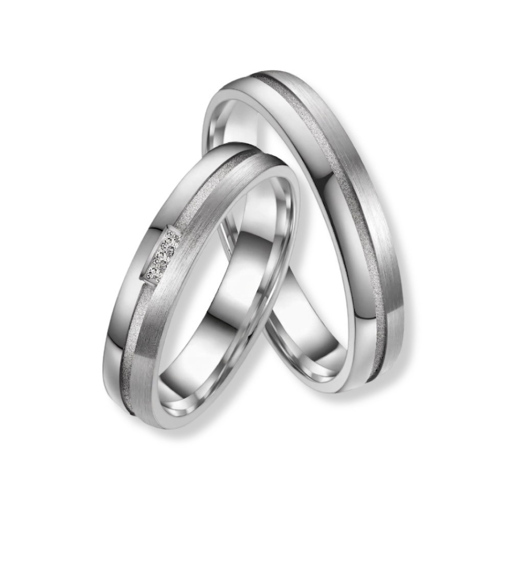 Anillo alianza de titanio mate unisex con acabado cepillado y línea central elegante