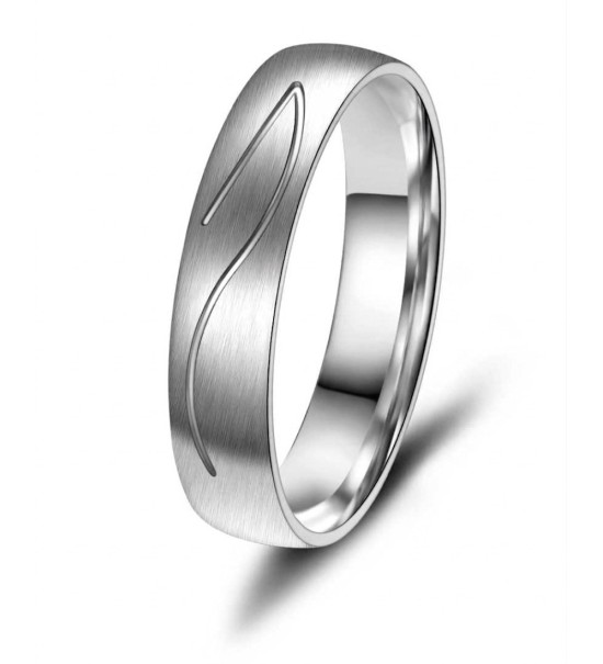 Anell aliança de titani unisex amb acabat mat i línia ondulada gravada