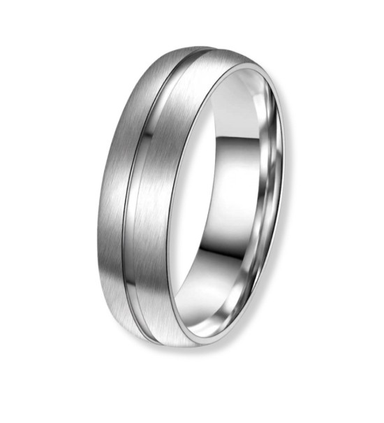 Anillo alianza de titanio unisex con acabado mate y bordes pulidos brillantes