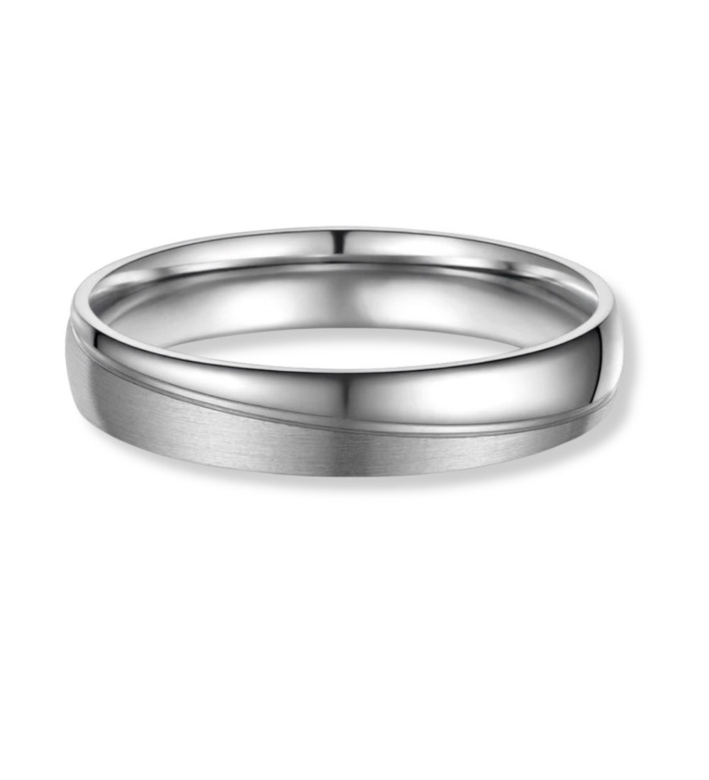 Anillo de alianza de titanio unisex con acabado mate exterior y brillo interior