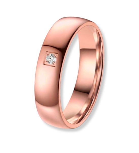 Anillo de alianza para mujer de titanio rosa con circonita incrustada diseño elegante y moderno