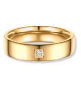 Anillo de alianza para mujer en titanio IP dorado 14k con zirconita incrustada, diseño elegante y moderno