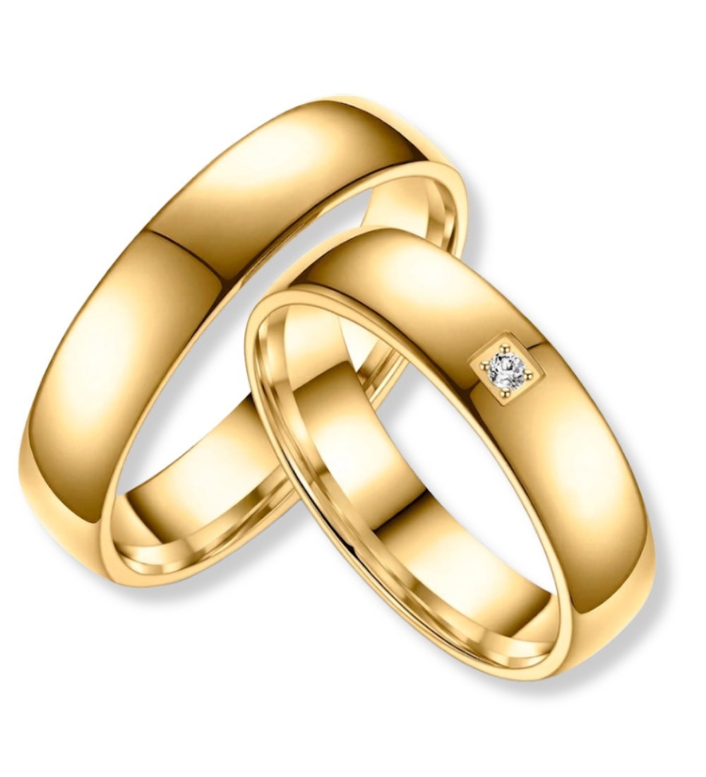 Anillo de alianza para mujer en titanio IP dorado 14k con zirconita incrustada, diseño elegante y moderno