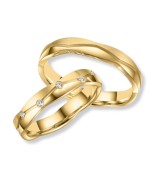 Anell aliança per dona de titani IP daurat 14k amb zirconites brillants i acabat setinat elegant