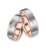 Anillo alianza de mujer en titanio bicolor IP oro rosa 14k mate con circonitas brillantes