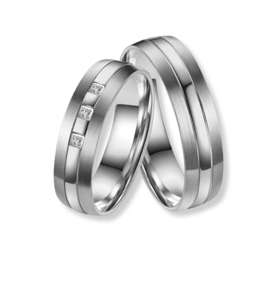 Anillo alianza de mujer en titanio con acabado mate y circonitas incrustadas elegantes