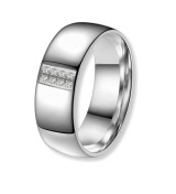 Anillo de alianza para mujer en titanio pulido con circonitas incrustadas y acabado brillante