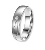 Anillo de alianza para mujer de titanio con acabado mate y circonita brillante incrustada