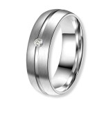 Anillo de alianza para mujer de titanio con acabado mate y brillo y zirconita incrustada