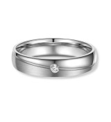 Anillo de alianza para mujer de titanio con acabado mate y brillo y circonita incrustada