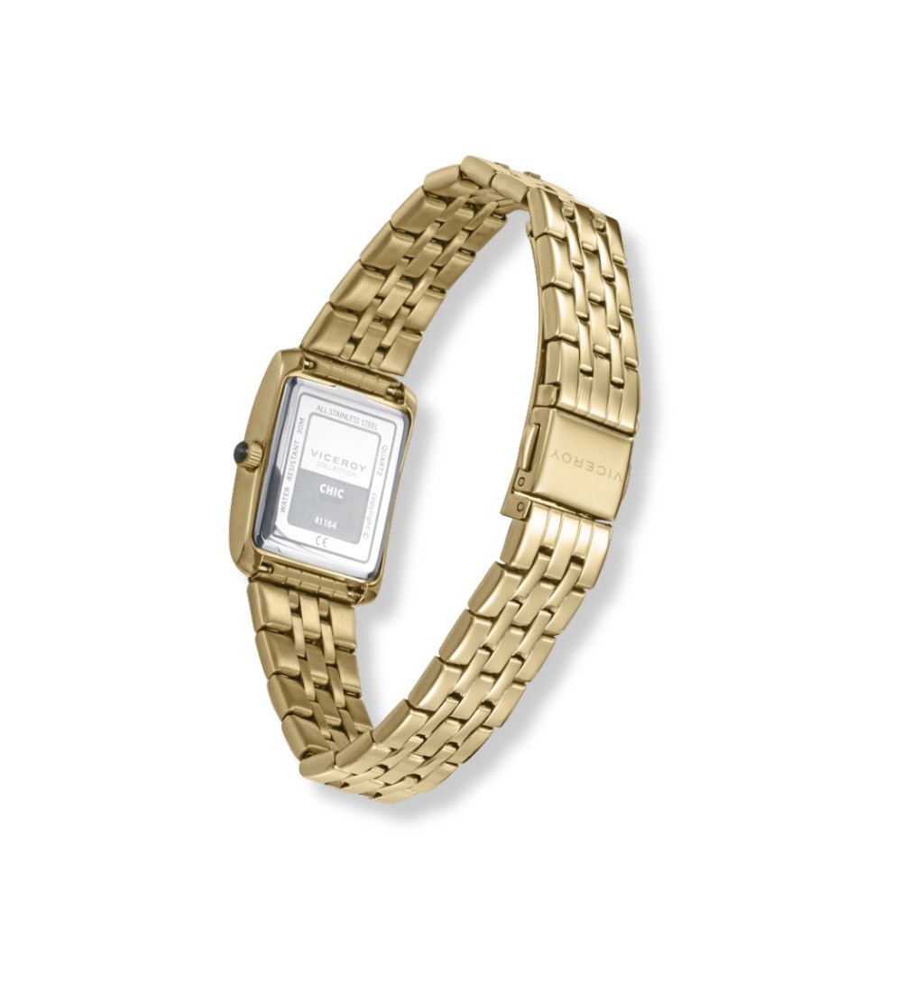 Reloj Viceroy para mujer dorado IP con esfera de nácar verde y diseño elegante rectangular