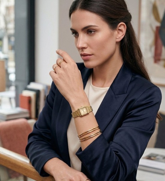 Reloj cuadrado Viceroy para mujer acabado dorado IP con pulsera metálica elegante