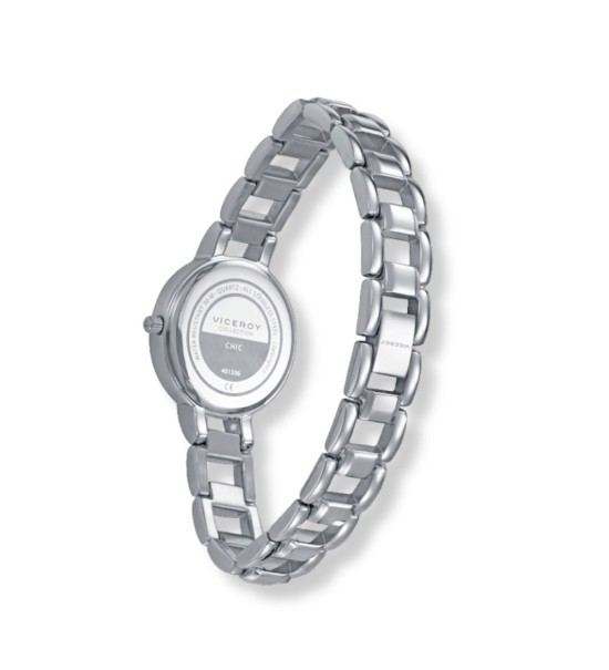 Reloj Viceroy para mujer con cadena de acero inoxidable y esfera negra elegante