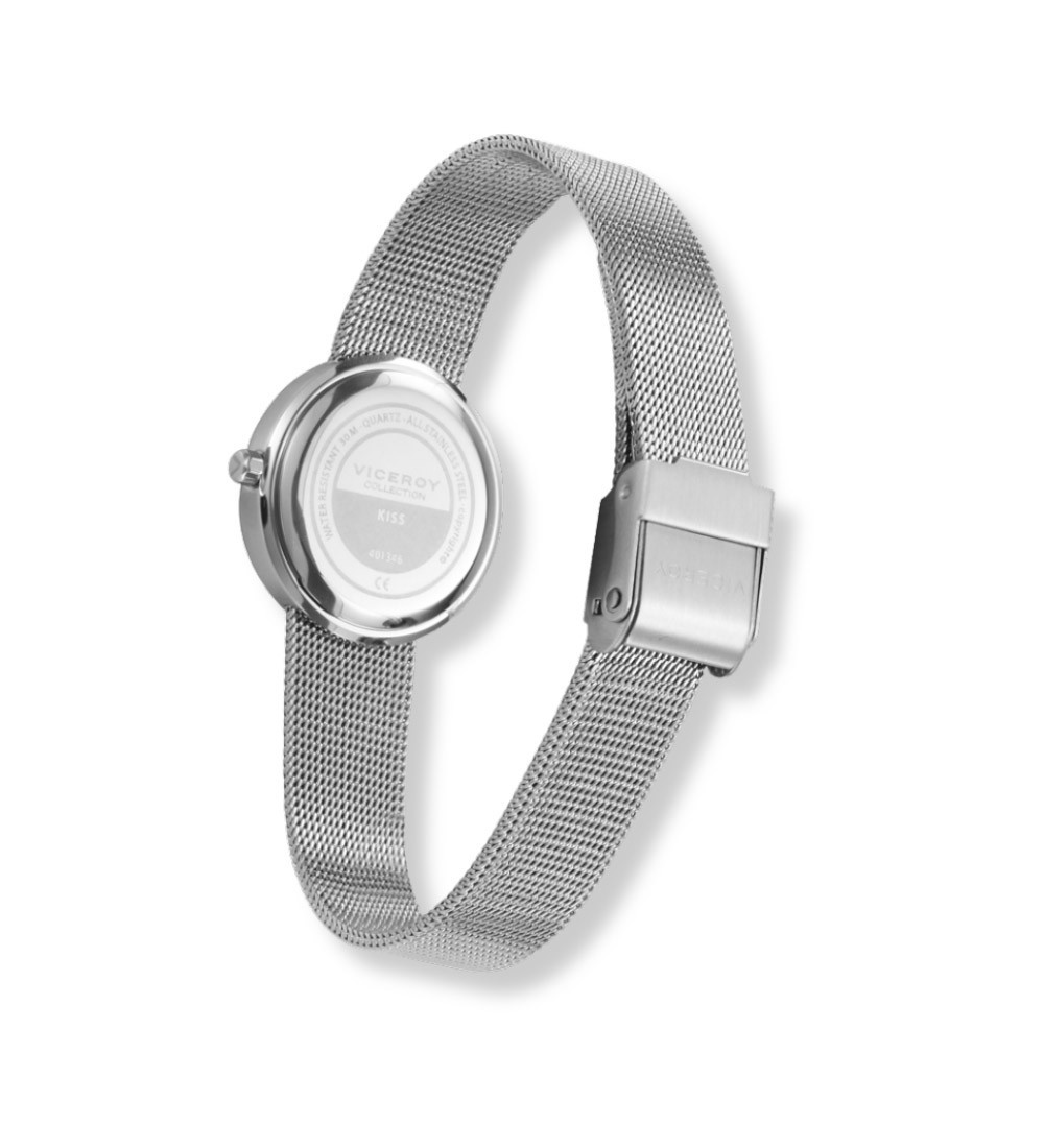 Reloj Viceroy para mujer con esfera lila y correa milanesa de acero inoxidable elegante