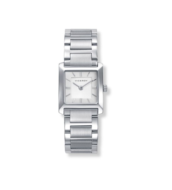 Reloj Viceroy de mujer cuadrado con cadena de acero plateado y esfera minimalista elegante