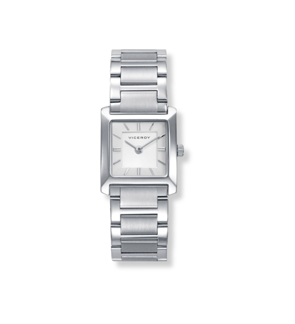 Reloj Viceroy de mujer cuadrado con cadena de acero plateado y esfera minimalista elegante