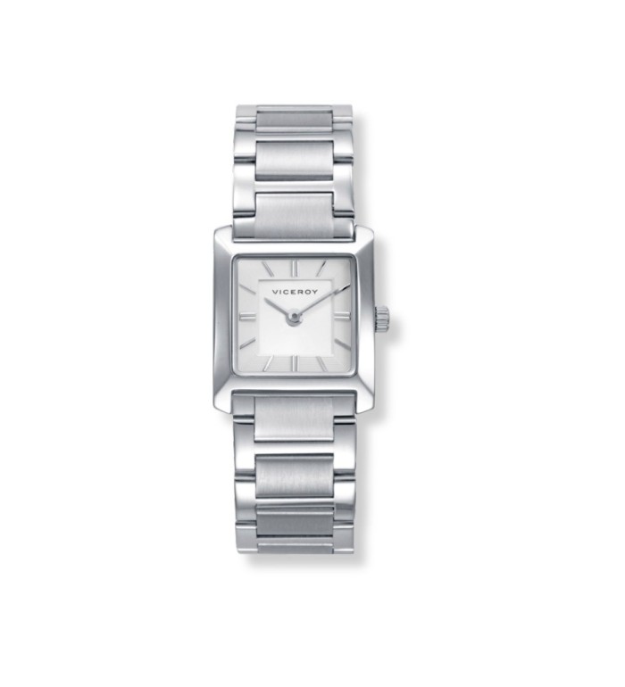 Reloj Viceroy de mujer cuadrado con cadena de acero plateado y esfera minimalista elegante