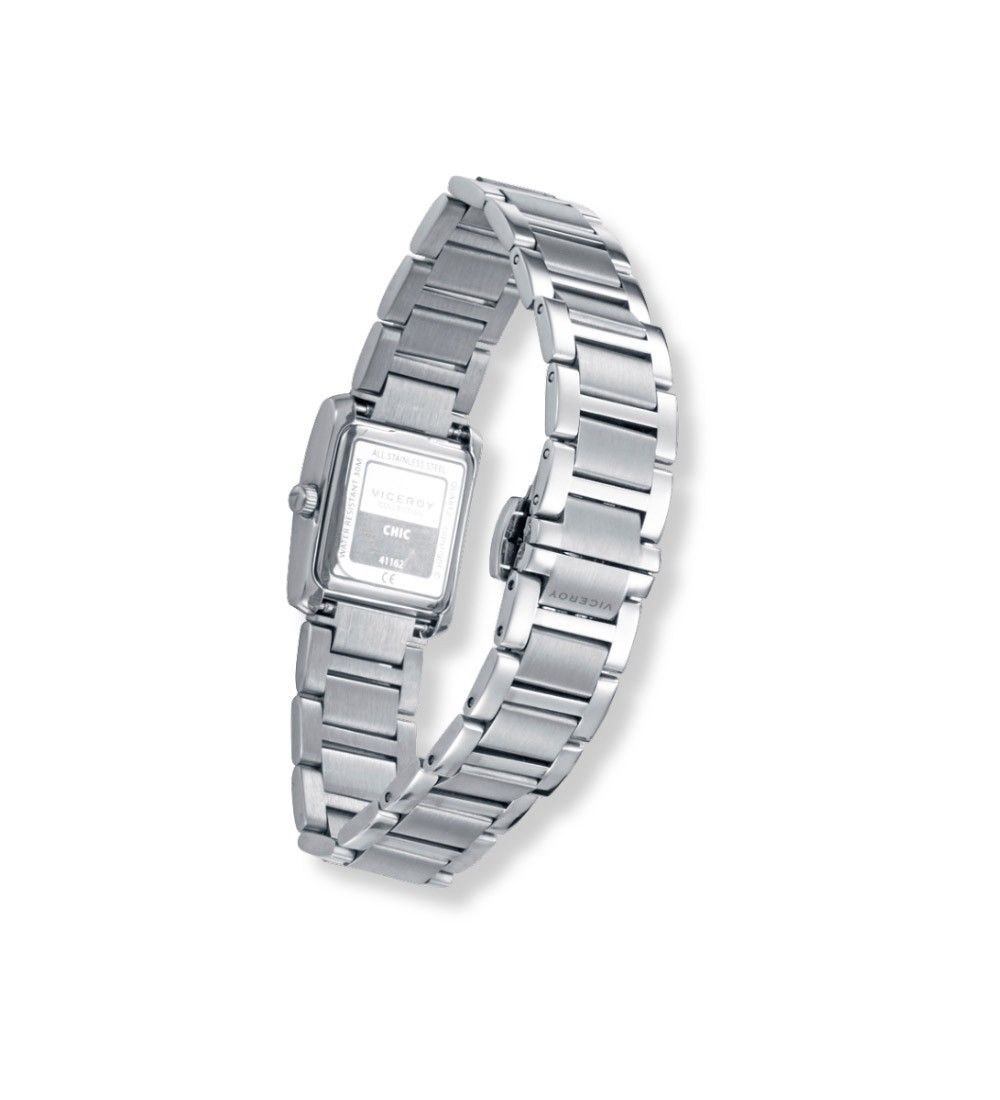 Reloj Viceroy de mujer cuadrado con cadena de acero plateado y esfera minimalista elegante