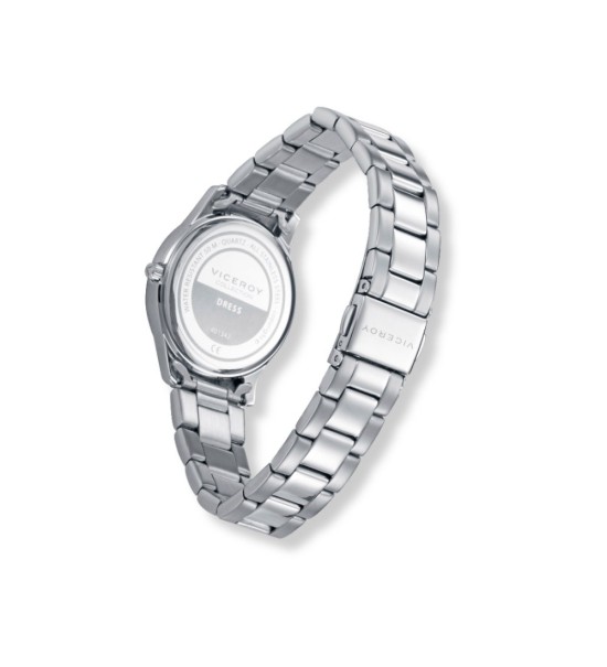 Reloj Viceroy para mujer con cadena de acero inoxidable y esfera negra elegante