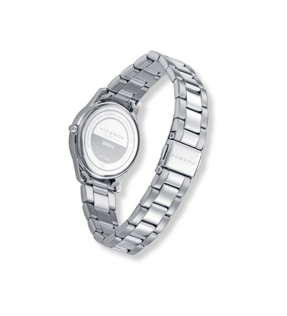 Reloj Viceroy para mujer con cadena de acero inoxidable y esfera negra elegante