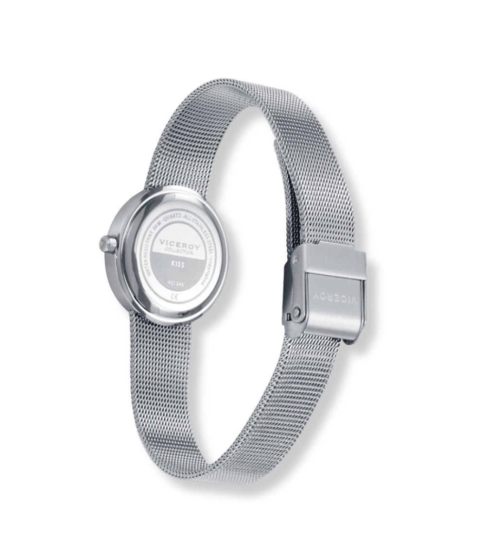 Reloj Viceroy mujer con zirconitas, esfera clara y cadena milanesa de acero inoxidable