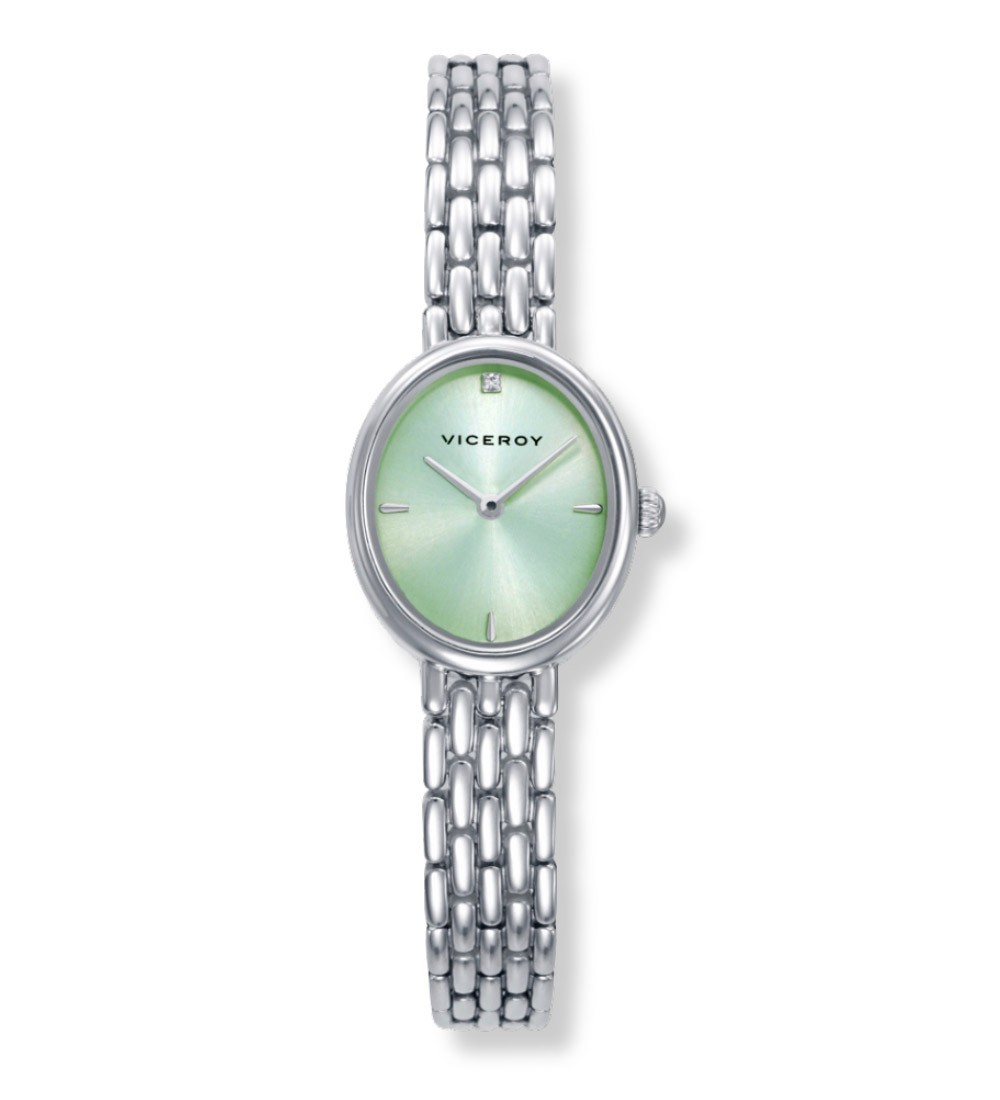 Reloj Viceroy para mujer con esfera oval verde pálido y correa de acero inoxidable